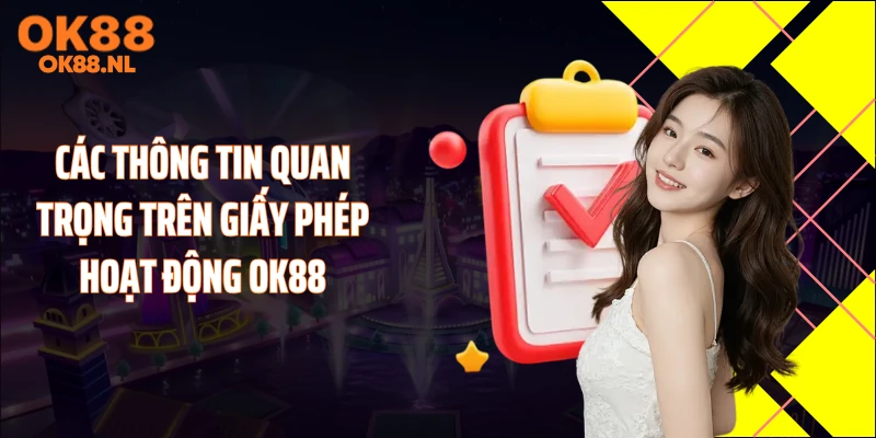 Các thông tin quan trọng trên giấy phép hoạt động OK88